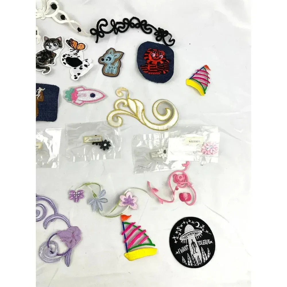 45PC Assorted Sewing Applique‎ Patches Iron on Sew On NEW Mixed Sequin Crafting